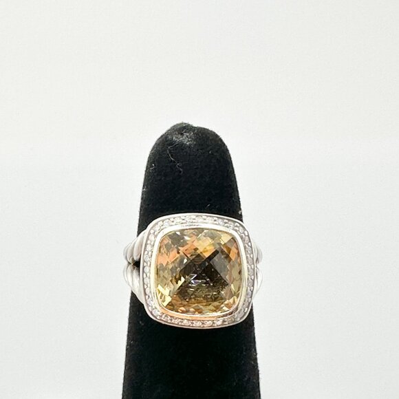 David Yurman Albion Ring w/ Citrine, Pavé White Diamonds & 18K Yellow Gold Sz. 5 - Picture 9 of 13